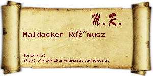 Maldacker Rémusz névjegykártya